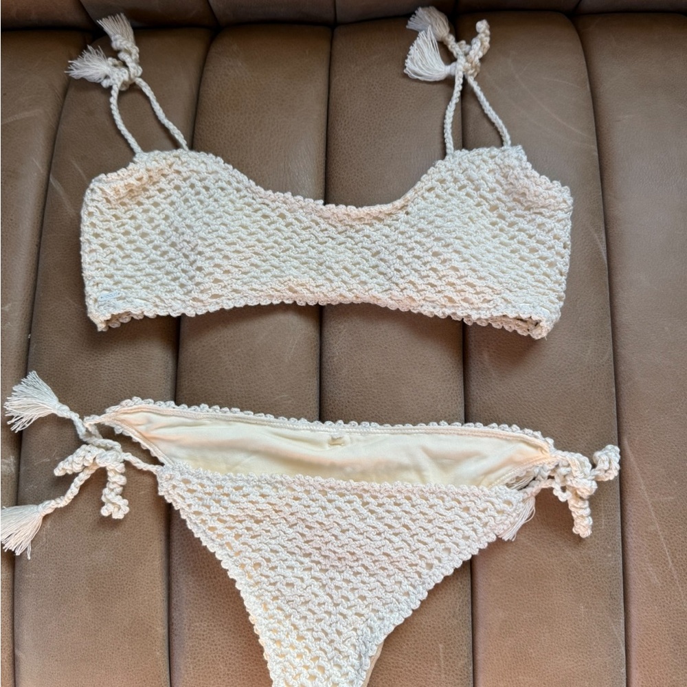 Cream Rip Curl Crochet Bikini Set